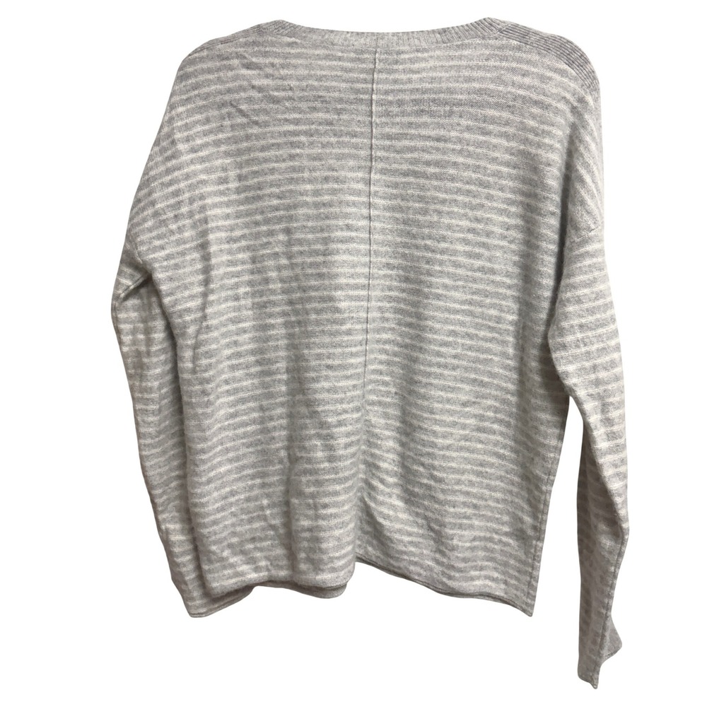 Vineyard Vines Seaspun Cashmere Striped Gray Heather Pullover Drop Shoulder S - Picture 9 of 9